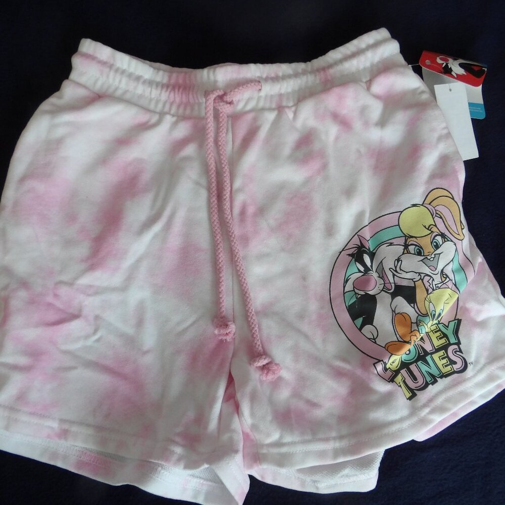 Looney Tunes Pink Tie Dye Junior’s Basketball Shorts Size Small NWT